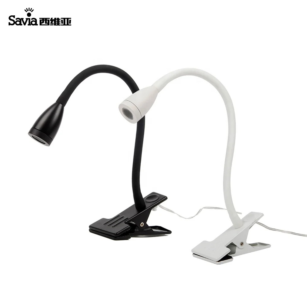 Savia flexible gooseneck reading lamp LED aluminium study table light headboard adjustable reading lights desk lamp with clip