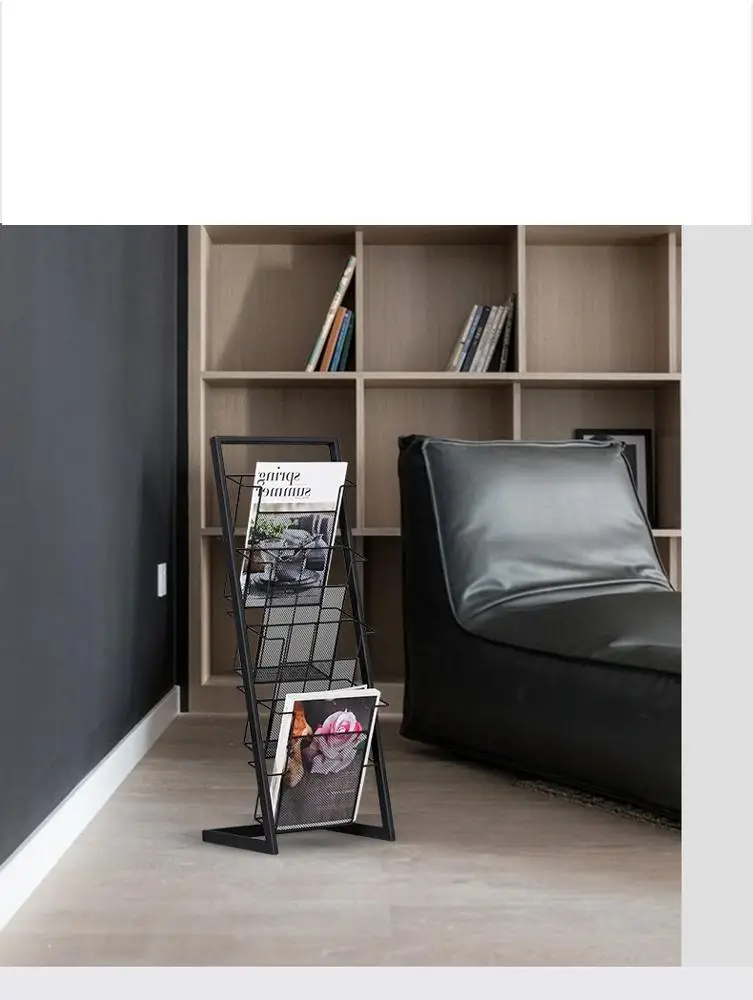 
metal newspaper and magazine display rack stand shelf 