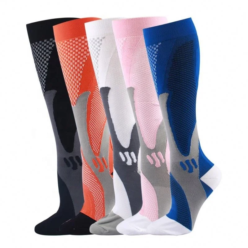 Компрессионные носки для мужчин и женщин лучший Градуированный спортивный костюм бега медсестер нашивки полета путешествий