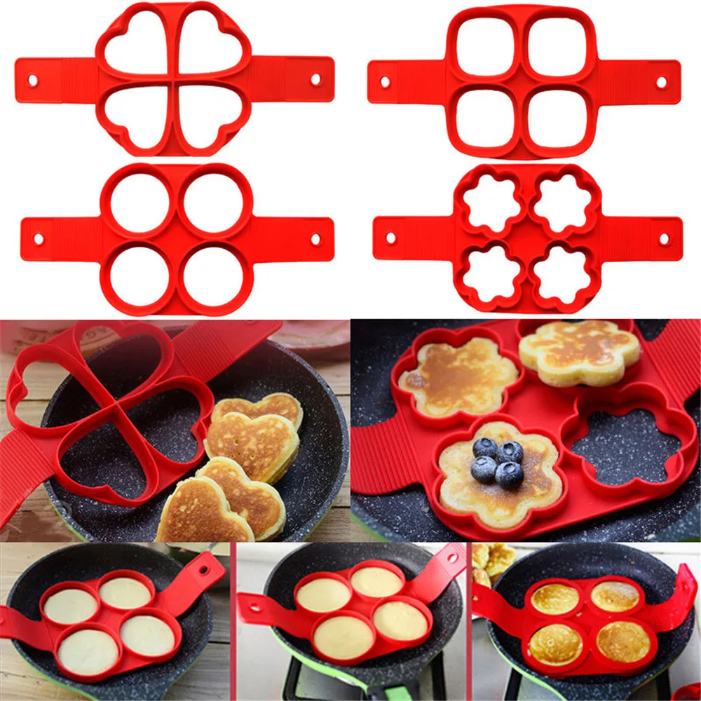 New Nonstick Fried Silicone Egg Mold Round Heart Pancake Maker Egg Cooker Pan Flip Eggs Mold Kitchen Baking Accessories