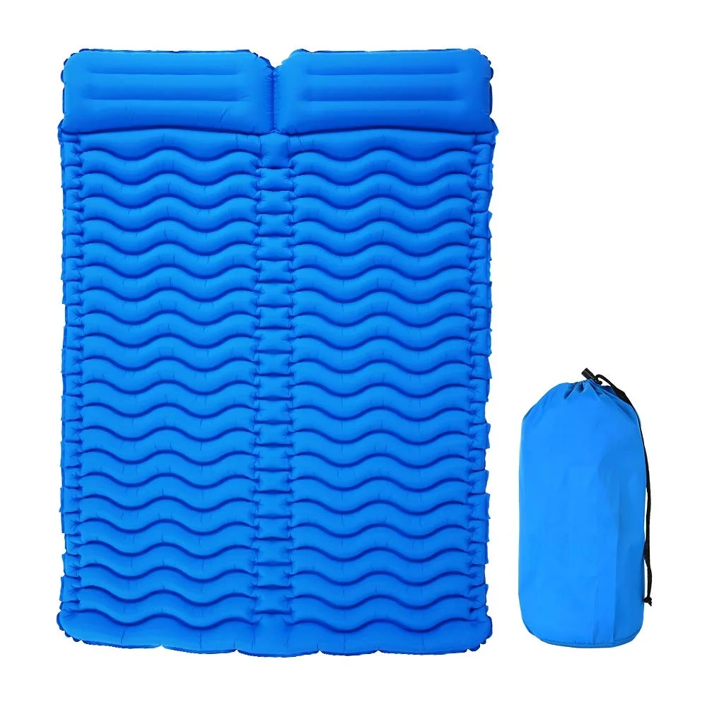 2 Person Outdoor Hiking Light Inflatable Double Camping Air Sleeping Pad Self-Inflating Mat