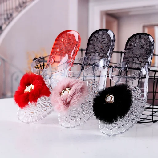 Women Transparent Slippers Cute flowers Summer Casual Beach Slides Fashion Jelly Shoes Slip On Bathroom Slipper