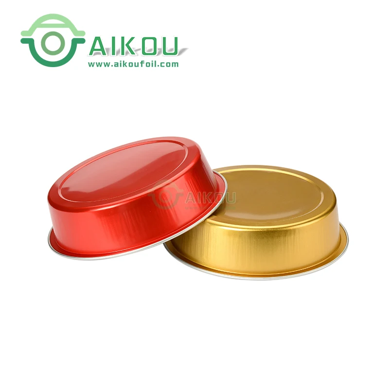 High Quality Disposable Mini Tart Pans with Lids Golden Aluminum foil  Pie Pan Tin Tart Pans Round Oven Baking foil container
