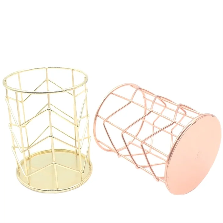 
High quality rose gold metal pen container 