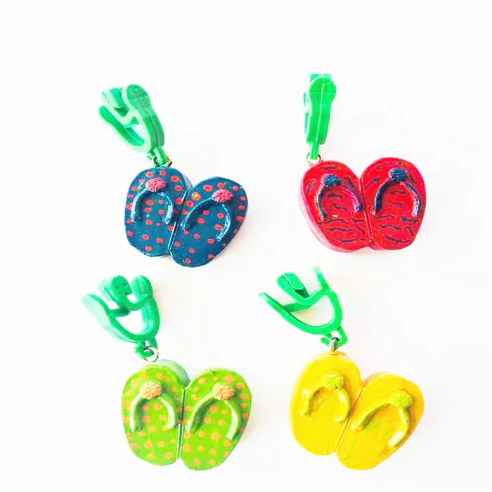 Yellow  flip flops decorative pattern  tablecloth weight clips set of 4