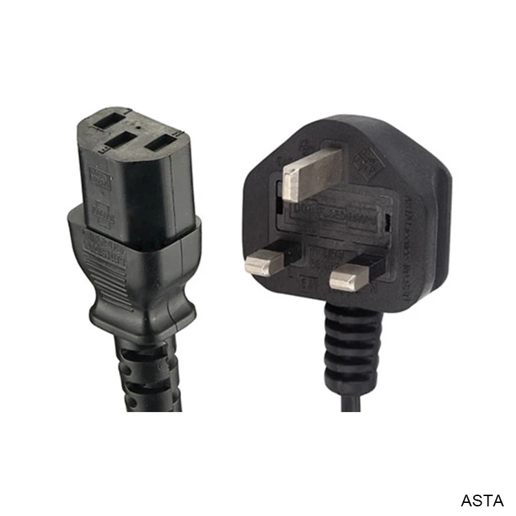 VDE Великобритании британский 3 Pin AC электрическая плита риса силовой кабель провод двойной удлинитель с IEC C13 женский конец