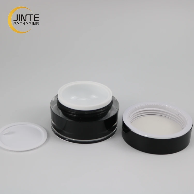 Free Sample Luxury Cosmetic Packaging Acrylic Black Plastic Nail Gel Jar 15g