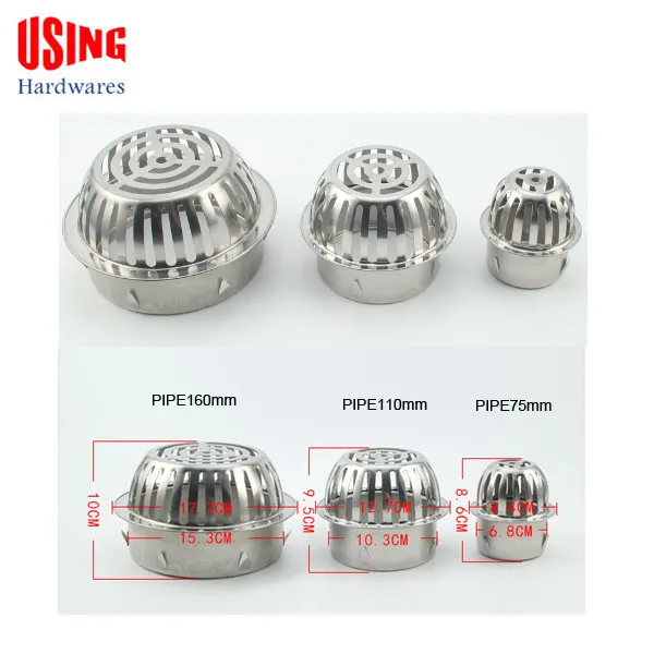 Supplier Outdoor stainless steel Different Size Balcony Anti-blocking Filter Cover Drainage metal roof water rain drains pipe