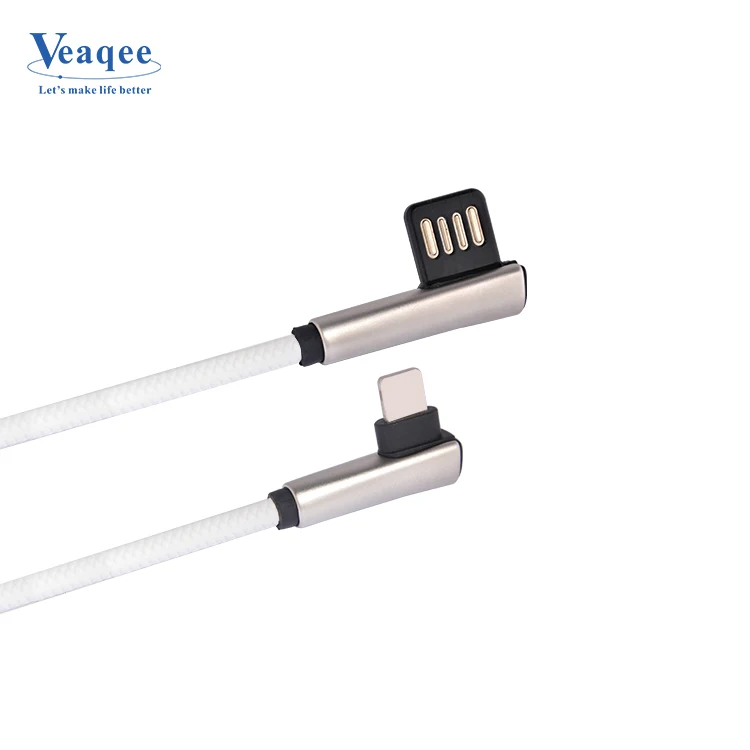 2,4 TPE + Алюминиевый двойной концы 90 градусов Реверсивный USB 2,0 USB кабель для IPhone