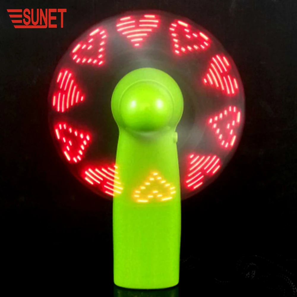 SUNJET F033 New Products Mini Portable Handy Led Custom Message Battery Fan, Led Display Handheld Mini Electric Fan