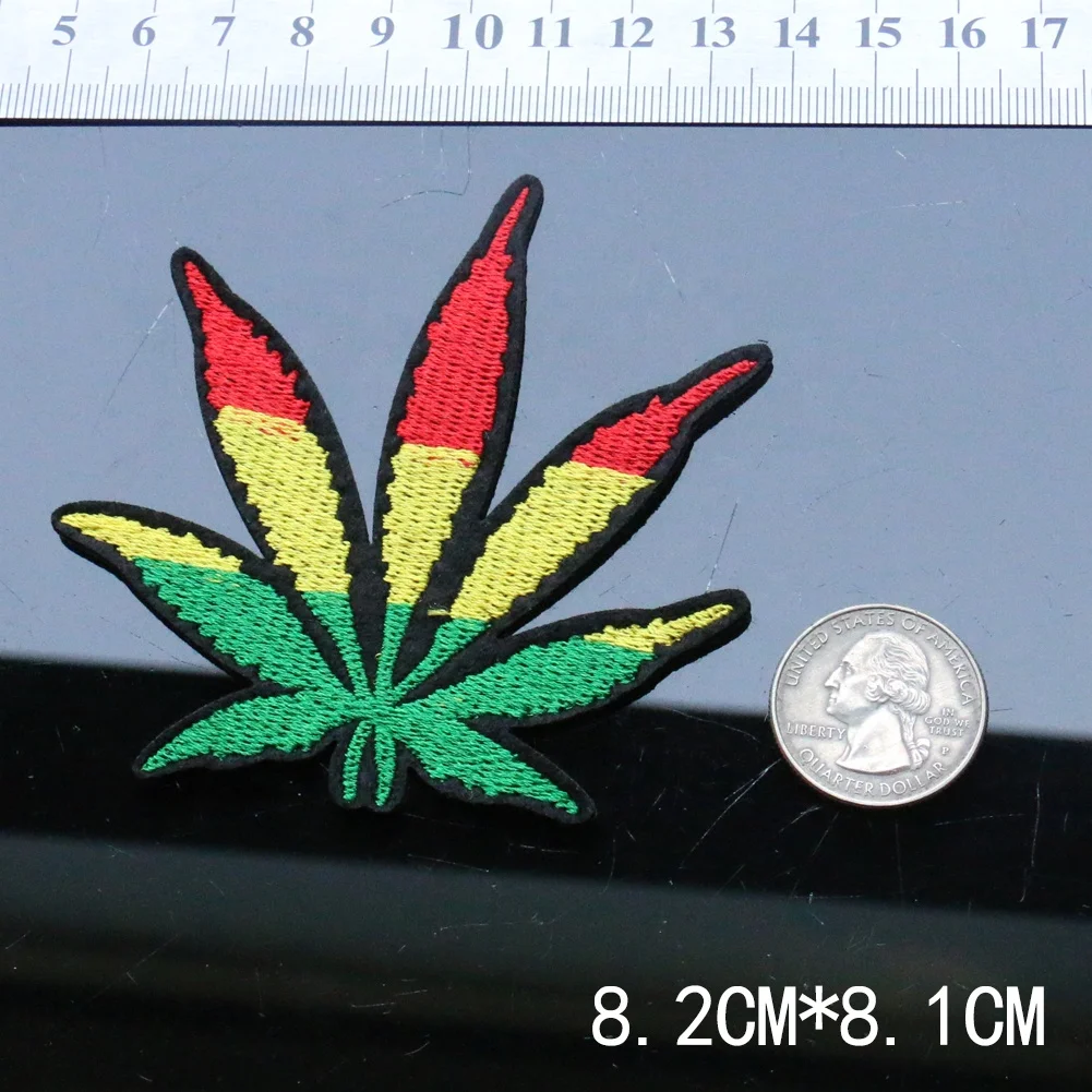 Wholesale maple Leaves Boho Hippie Pot Leaf Applique Embroidery Iron on Patch