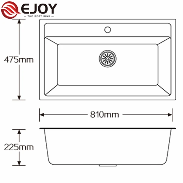 EJOY High Quality D8148  water tank Customized single bowl  granite kitchen sink