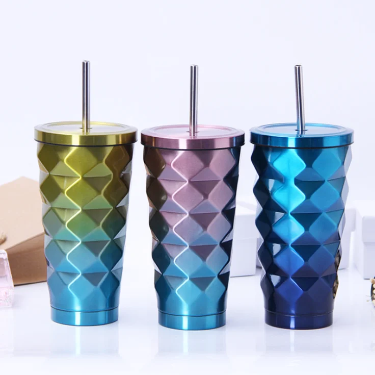 New product 16 Oz Stainless Steel Double Walled Insulated Coffee Tumbler With seal lid and straw