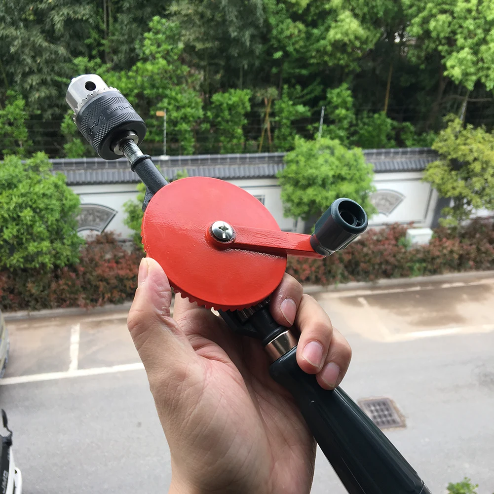 
Carbon Steel Hand Drill 1.5-10mm Chuck Hand Tools Double Pinion Wood Side Manual Turn 3 Jaws DUAD Gears 
