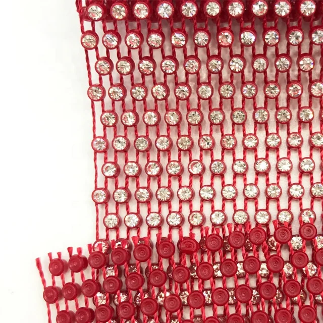S069 plastic crystal trimming rhinestone plastic trimming rhinestone mesh fabric for dress