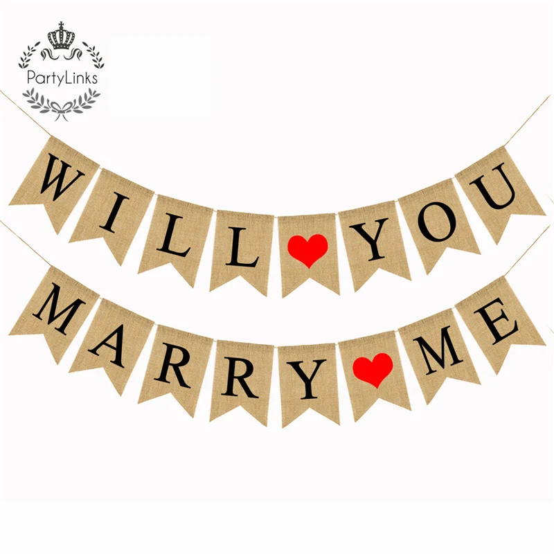 Yiwu Weeding Party Hanging Cardstock Will You Marry Me Banner Bunting For Marriage Proposal Wedding Decorations