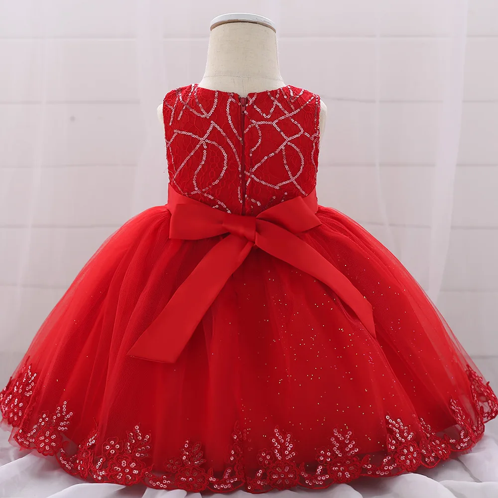 2019 baby dress skirt female baby lace sequin princess dress age full moon wedding dress