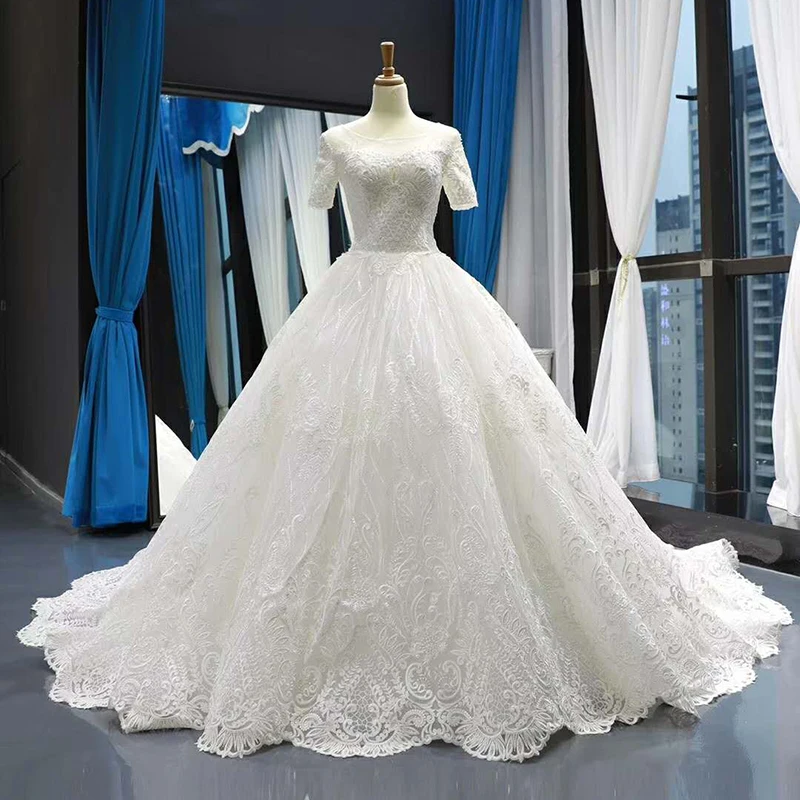 RSM66769 Роскошные свадебные платья с короткими рукавами элегантные