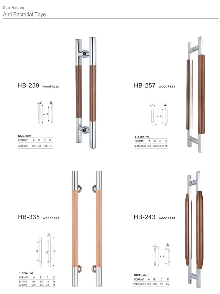 Anti bacterial wood door pull handle SUS handle wood handle for Japan market