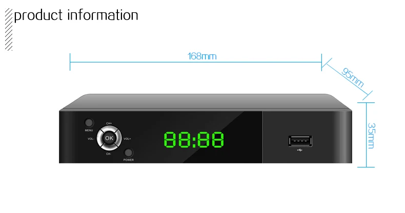 High quality Tv Box Smart Tv Android Dvb-T2 Set Top Box MPEG4 USB PVR 168mm hd dvb-t2 set top box