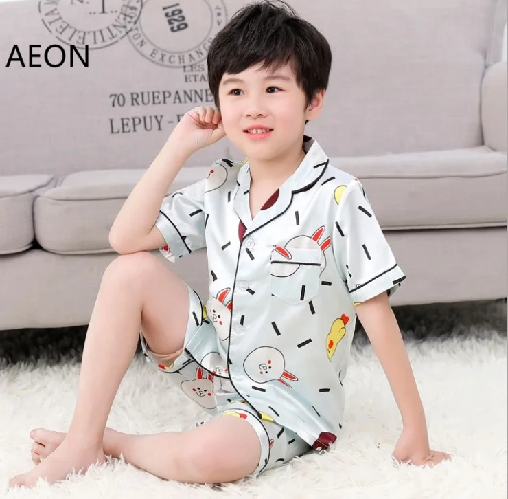 
Toddler Boys and Girls Soft Silk Satin Pajamas Set Pure Color Short and Long Pyjamas Set Sleepwear 