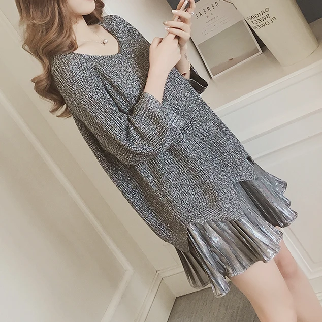 Wholesale Women Casual Style Loose Dress Knitted Clothes