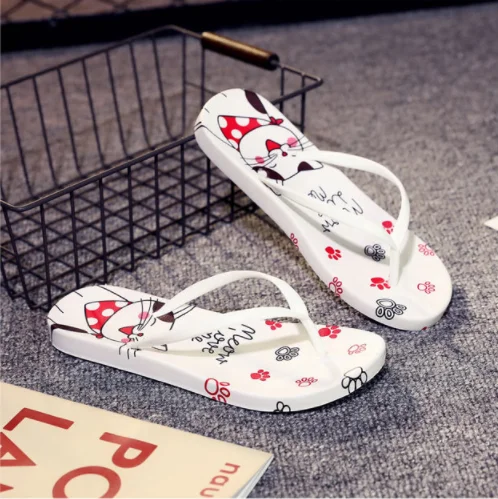 Summer slippers anti-slip women flip flops cartoon cat sublimation custom slippers