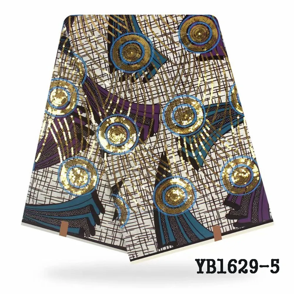 Nigeria lady fashion sequins African Ankara fabric 6 yards for party unique dress material quality one