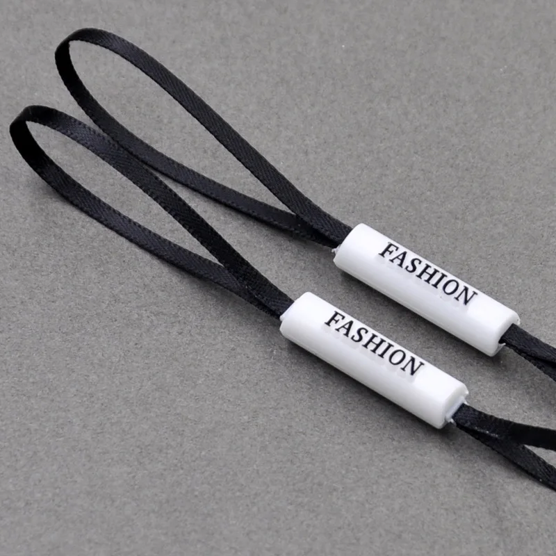 Garment Hangtag String Custom Embossed Brand Name Logo PP Plastic Hang Tag rope