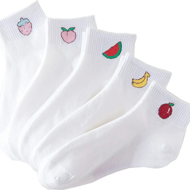 Оптовая продажа, белые удобные хлопковые однотонные носки до щиколотки для девочек-подростков с вышивкой и логотипом на заказ