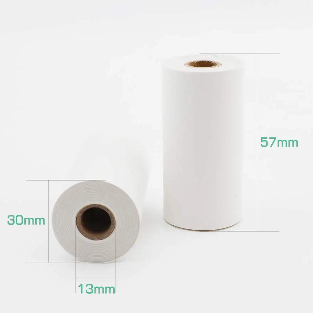 Glossy Printable Sticker Paper White Direct Thermal Paper Self-Adhesive 57 x 30mm for Portable Pocket Mobile Printer