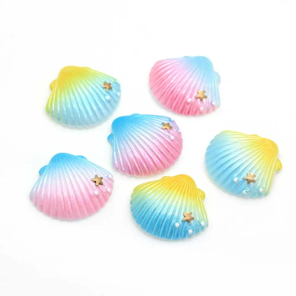 Kawaii Pastel Shell Flatback Cabochons Summer Tropical Mermaid Sea Shells Cabochons Ornament or Scrapbook DIY Crafts