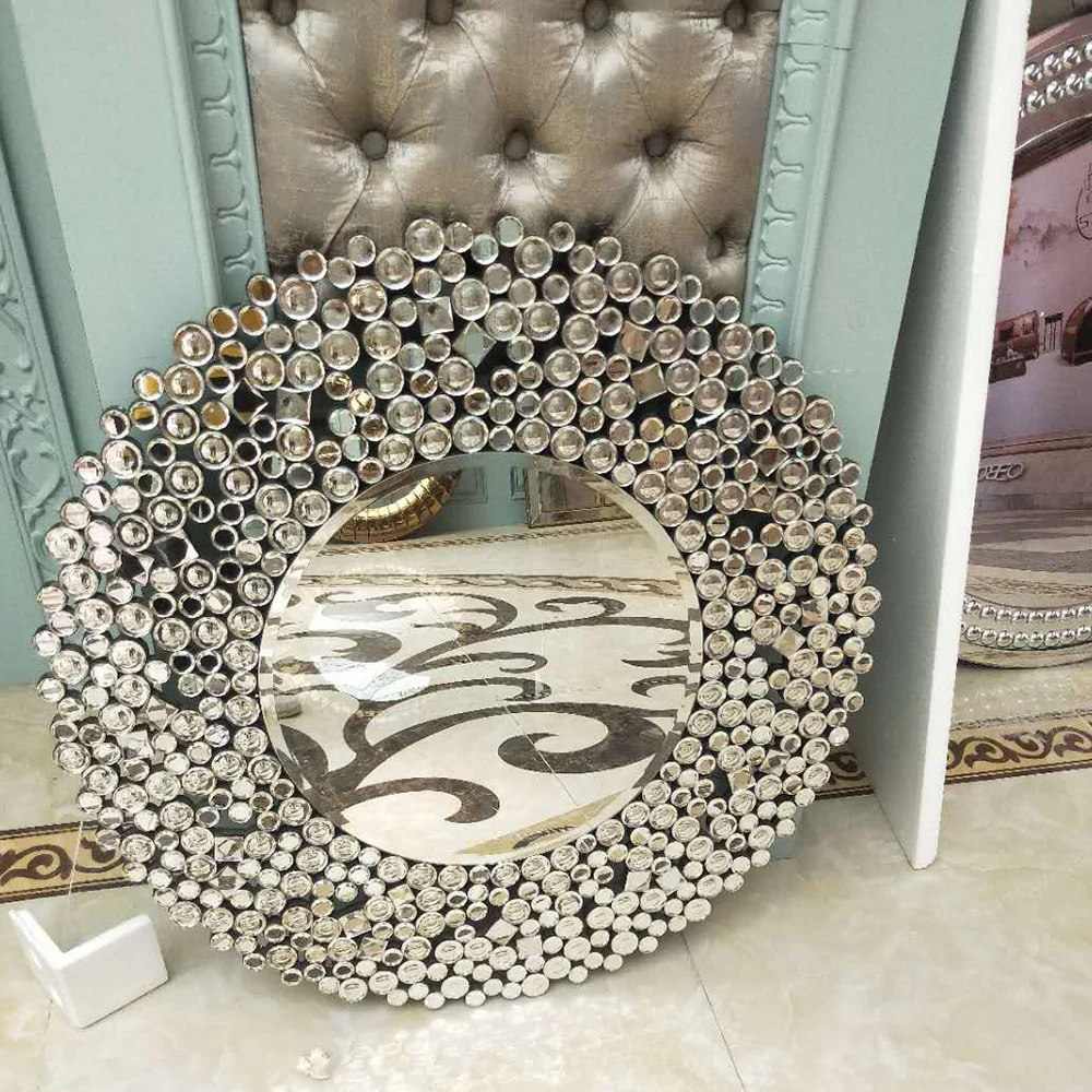 Hot sales unique accent ropund 3D vintage decorative wall mirror