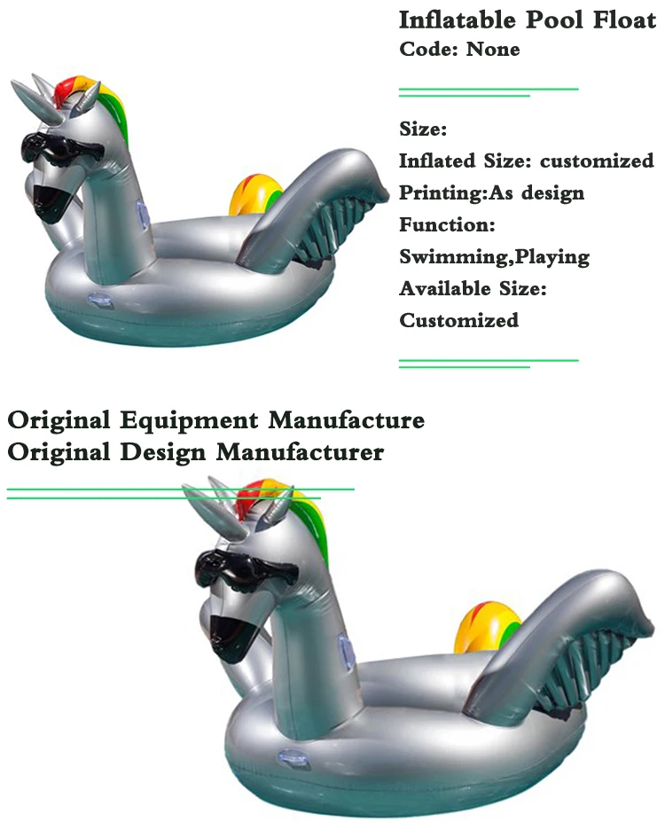 Competitive Price Summer Swimming Pool Ride-On Toys Inflatable Rainbow Alicorn Floating Toys