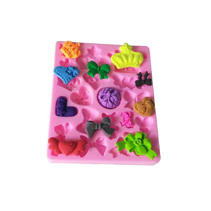 Hot Sale Crown Heart Bowknot DIY 3D Fondant Liquid Silicone Mold Cake Baking Sugar Baking Decoration Silicone Tools
