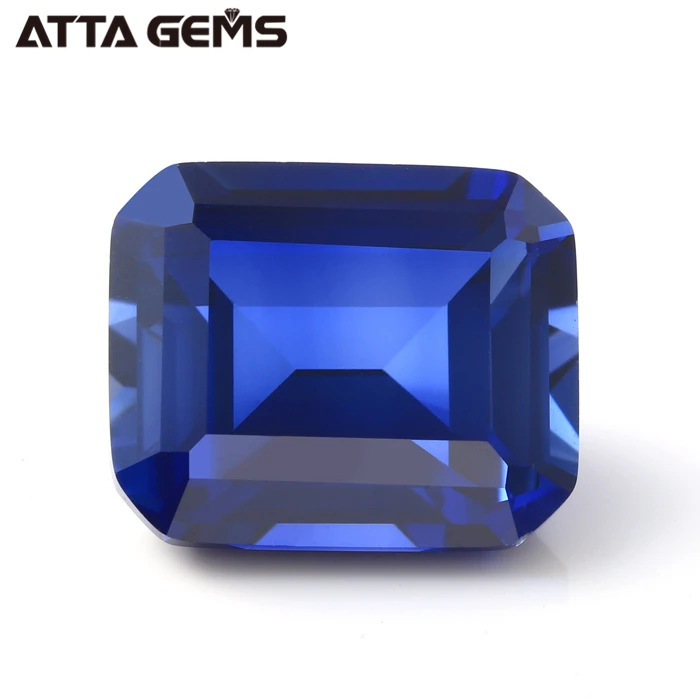 #34 Lab Created Cor9v 12V 4erald Cut Synthetic S Tic Stone Blue Sapphire Jewelry Heat Natural Sapphire Color Play or Fire / 1.76