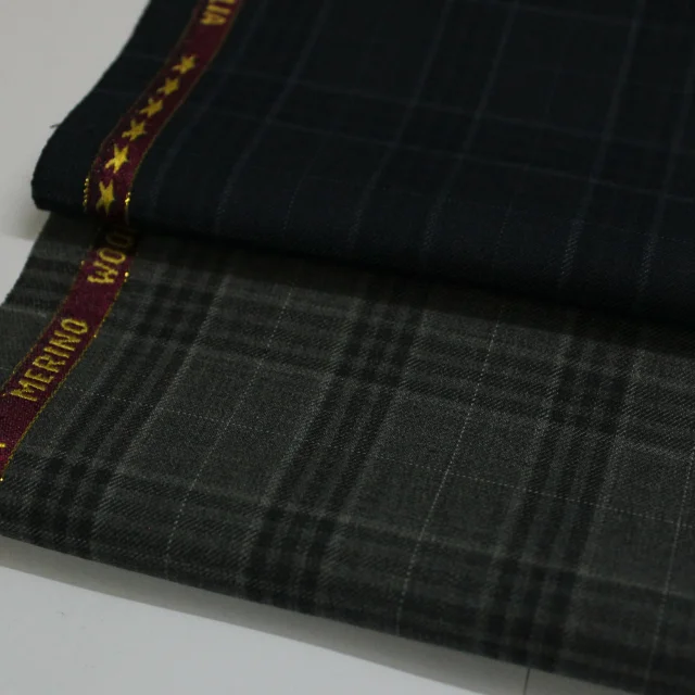 Лидер продаж высокое качество шерсть полиэстер проверить мужской костюм ткань