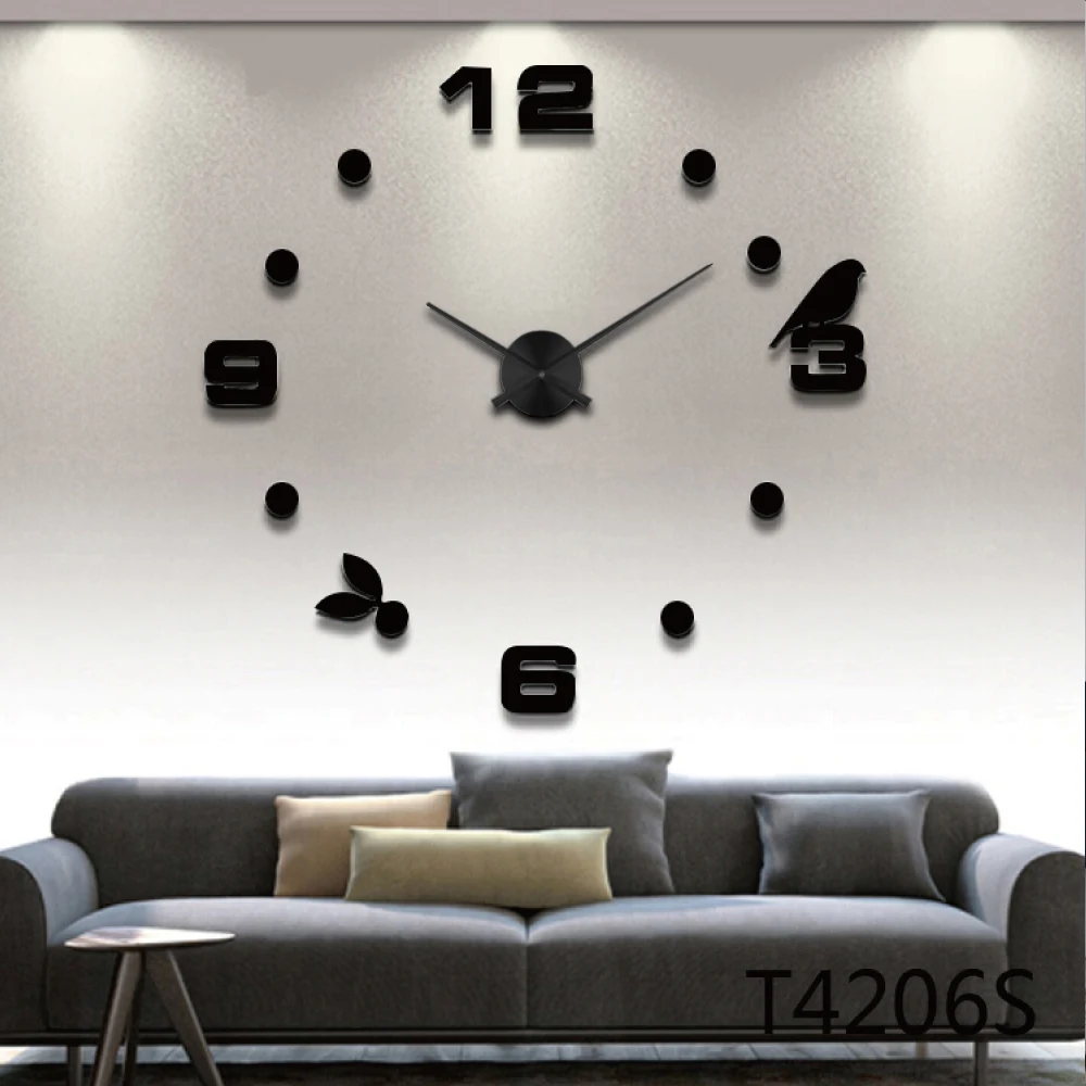 classic gifts cheap 3D DIY silver Large EVA foam  Acrylic mirror Sticker Home Living Room Decorative  Art Watch Wall Clocks