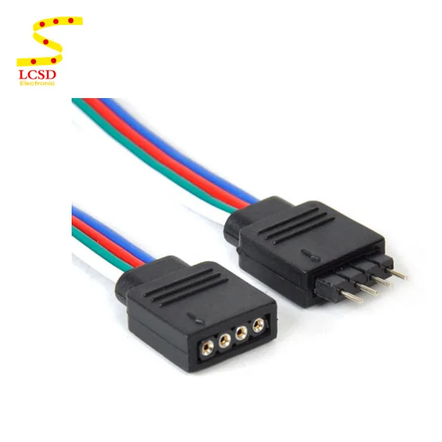 10mm 4 pin wire connector with needle for led strip rgb