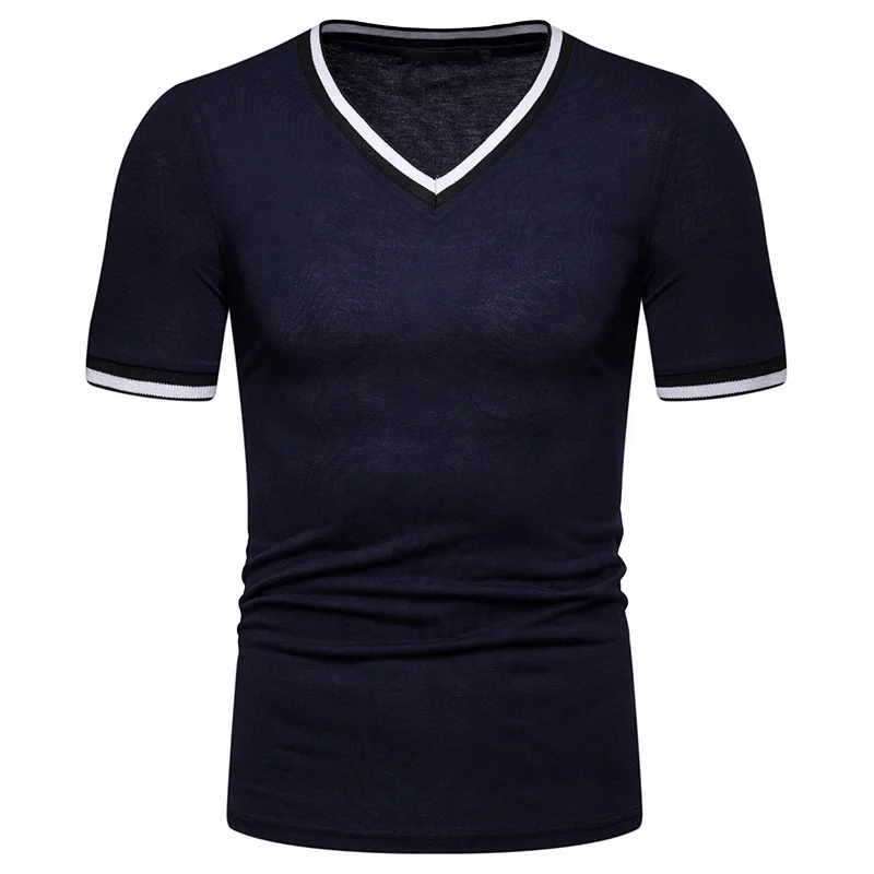 Men Plain Golf T-Shirt Vintage T Shirt Blanks Wholesale 100% Cotton V Neck T Shirt