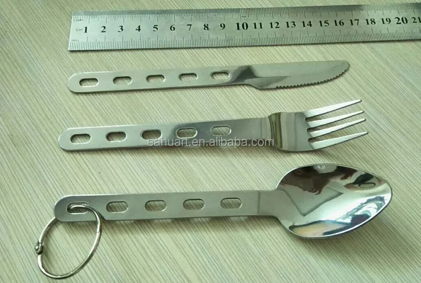 Unique Camping Stainless Steel spoon fork knife Metal Pocket Cutlery Set gift 3 in1 portable tableware Eco friendly Cutlery set