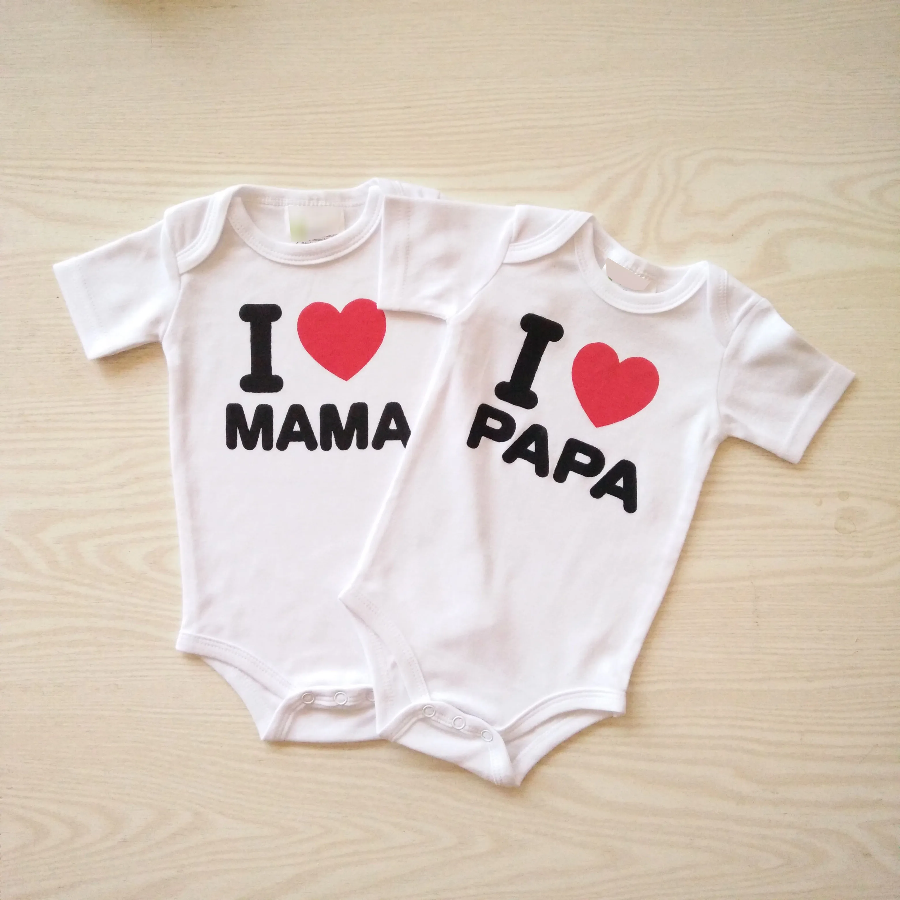 Baby bodysuits black onesies short sleeve i love papa mama baby 2 pcs set twins romper newborn clothing sets