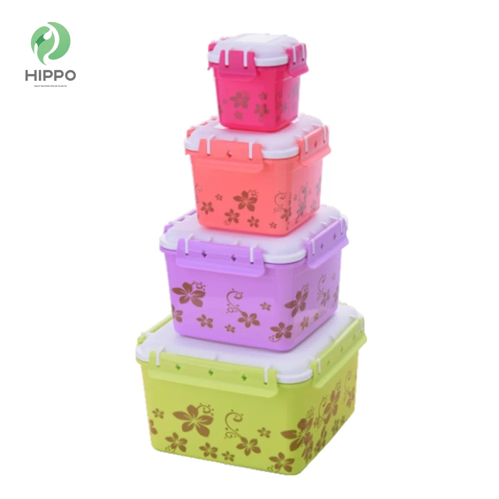 Square custom airtight food container set with lid