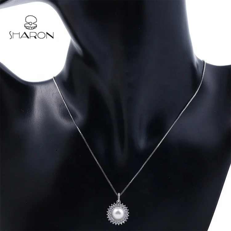 
Sharon 2020 Newest Design Wedding CZ Flower Sterling Silver Freshwater Pearl Jewelry Set For Women 
