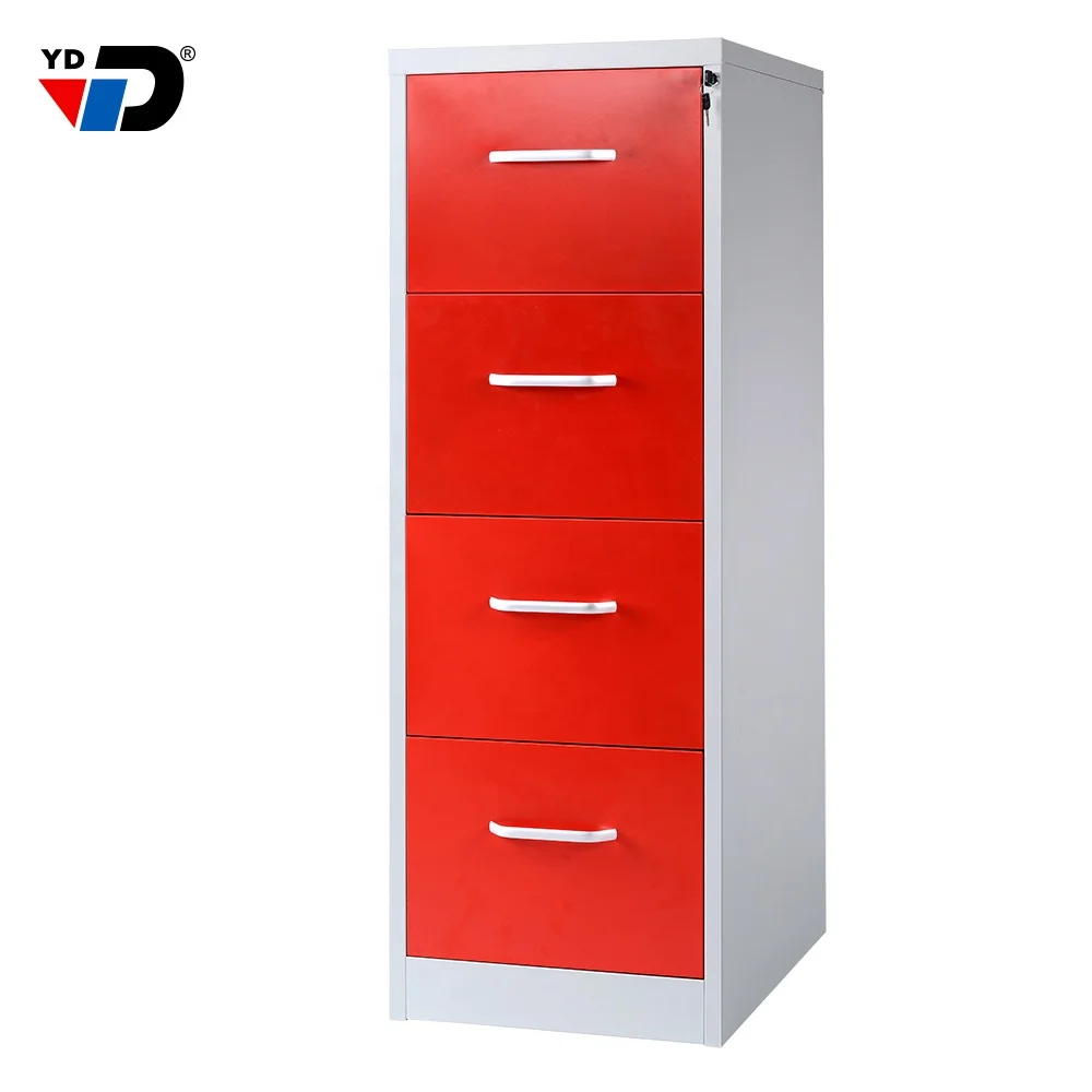 Flat Red 4 Drawers Metal Filing storage Cabinet from Chinese original Luoyang  Furniture