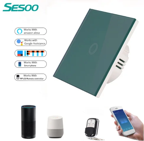 OEM 1/2/3 Gang AC 110V-250V 1000W WIFI RF Intelligence Dual Control Remote Touch Switch APP совместим с Alexa