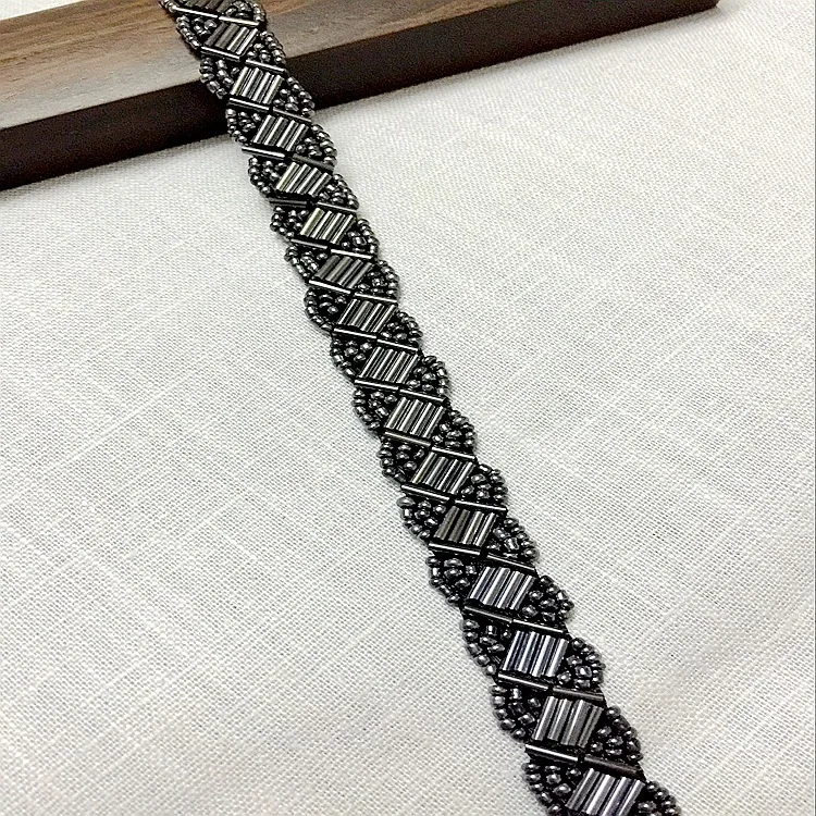 Pearl Beaded Lace Trim Mesh Lace Ribbon Fabric Clothes Decoration Wedding Dress Collar Sleeve African Lace Fabric Applique