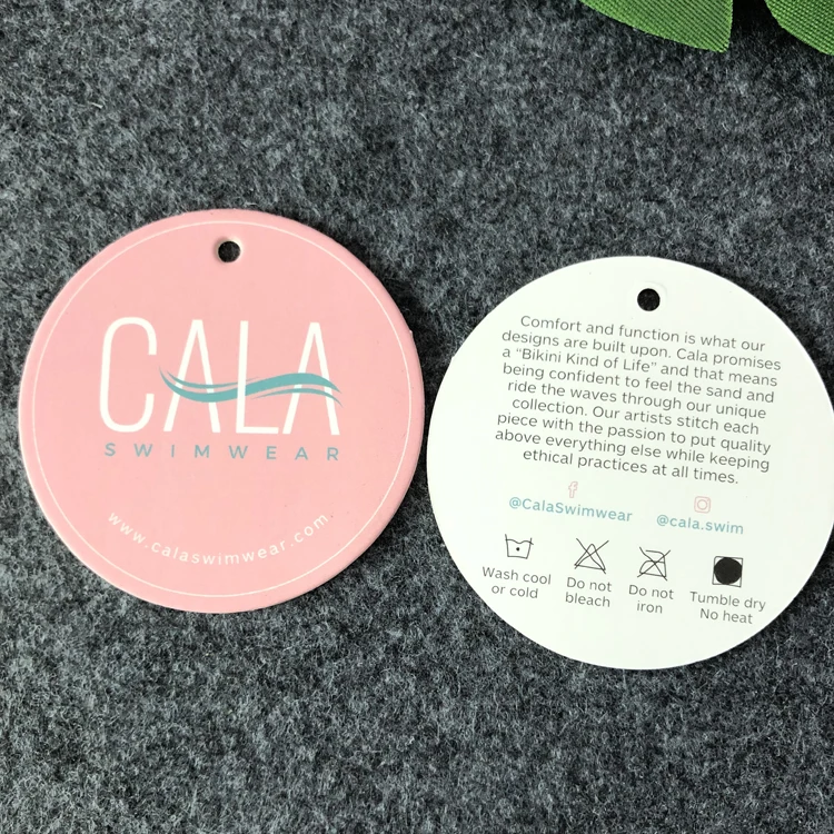 High quality Round Gift Paper hangtag label design Hang tag Logo Printed,clothing thick matte cardboard hangtag with string