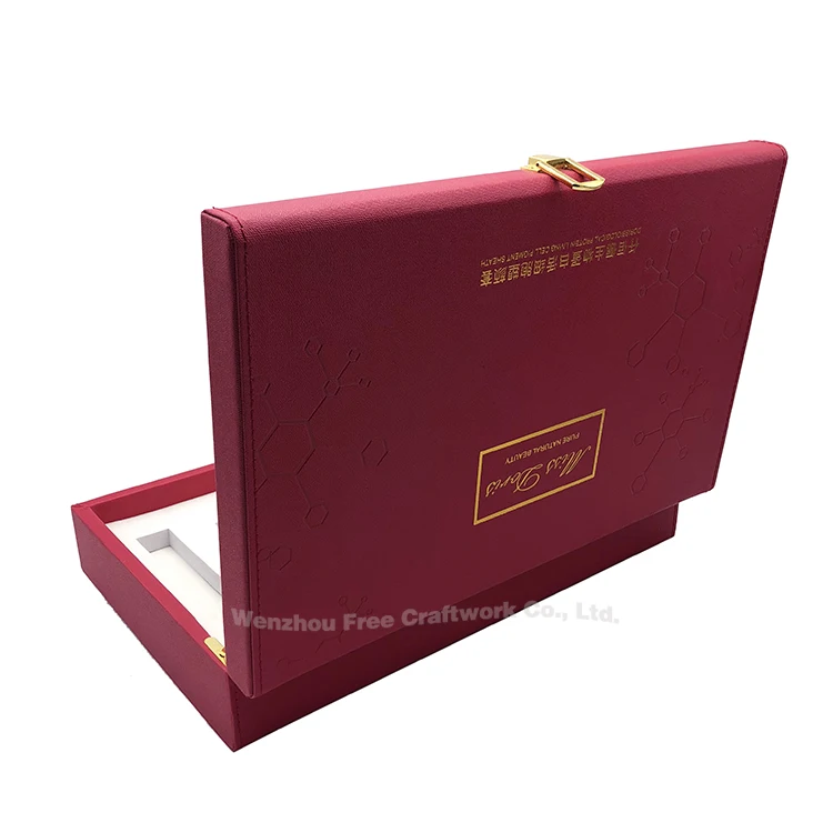 High quality wooden covered pu leather gift box cosmetic set packaging box  perfume essential oil bottle boxes