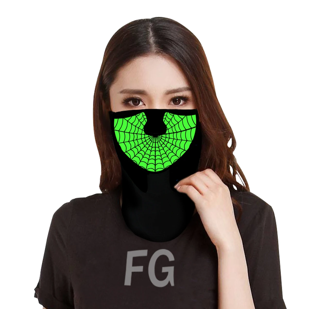 Finegreen Customized EL Mask hot-selling Spider pattern sound activated LED mask and Halloween  mask